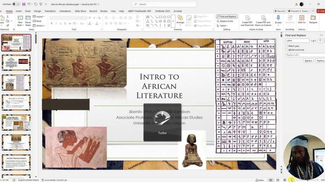 ENGL 314: Introduction to African Literature University of Ghana - Ɔbenfo Ọbádélé Kambon Guest L