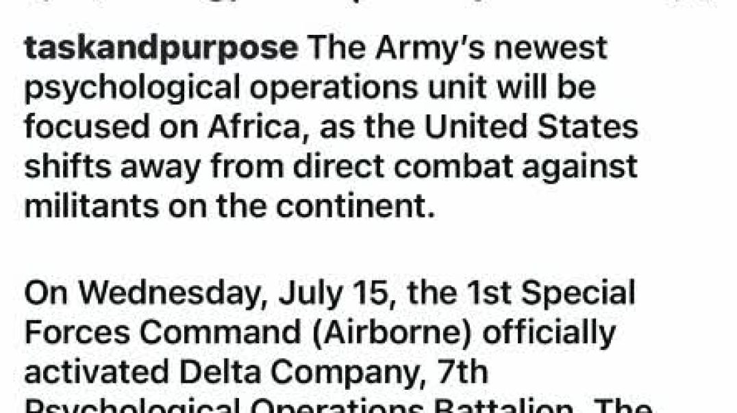 Global White Supremacist USA Army to set u Psychological Operations against BLK Children